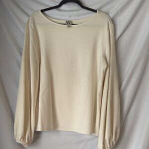 Worthington Elegant Cream Blouse with Balloon Sleeves